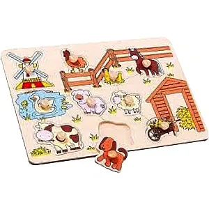  Puzzle din lemn – Ferma, 10 piese