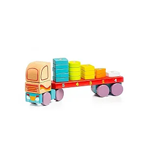 Cubika Camion din lemn cu cuburi